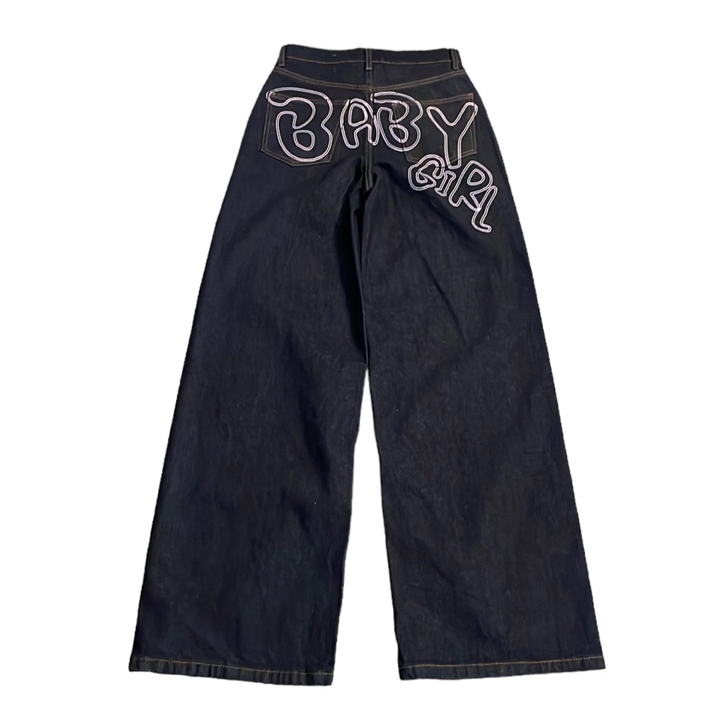 ASOS AsYou High Waisted Wide Leg Baby Girl Dad Jeans Size 4 Dark Wash